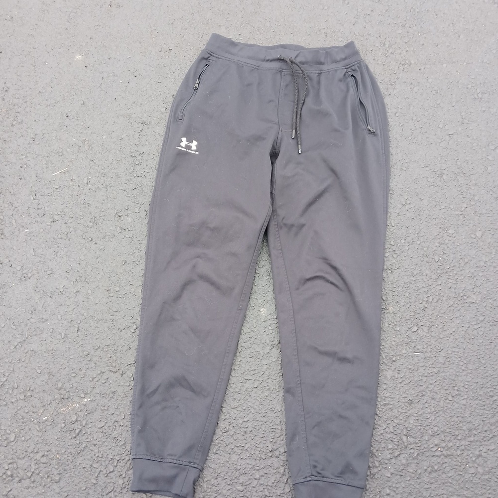 Under Armour Sweatpants Mens Medium Gray ColdGear Fleece Joggers Zip Pockets
